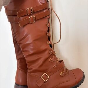 Elegant Brown Lace-Up Boots for Women